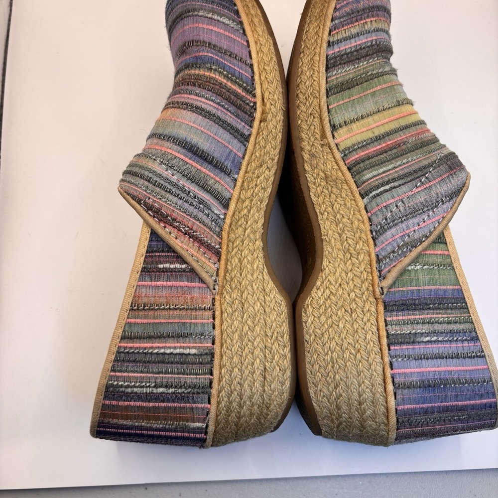 Dansko Pro Clogs Slip On Shoes Womens 41/10.5 Multicolor Pastel Jute Wedge Heel - Picture 4 of 9